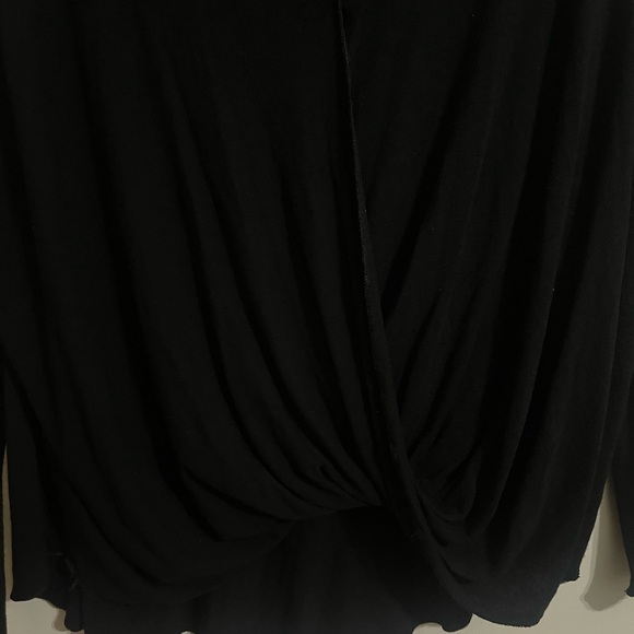 Double Zero Brand Size S Black Crisscross Long Sleeve V-neck Ladies Blouse - Picture 5 of 6